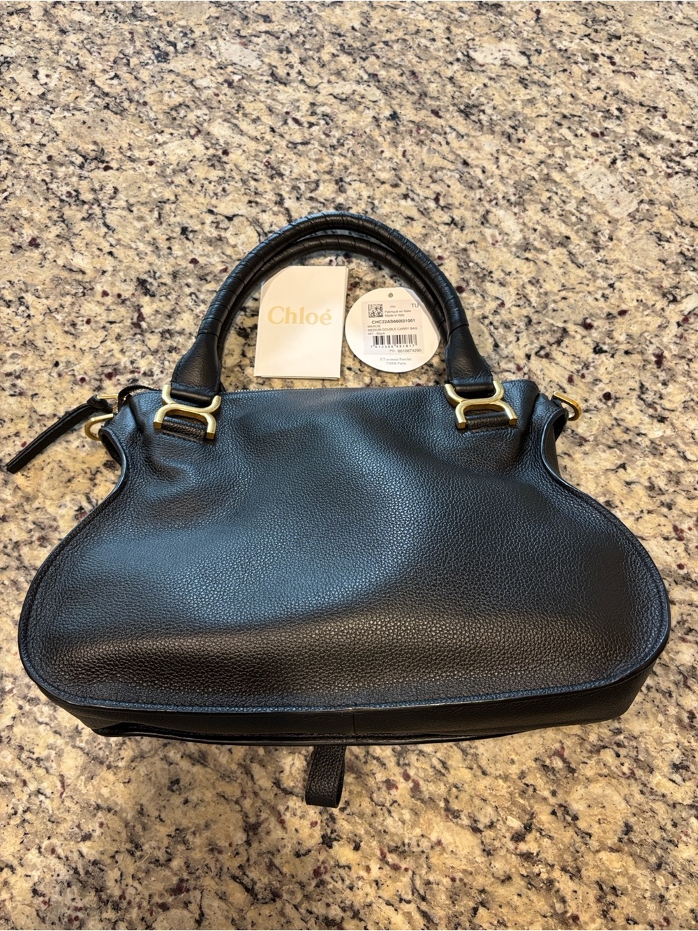 Chloe Black Pebbled Leather Satchel with Gold-Tone Hardware - Picture 2 of 6